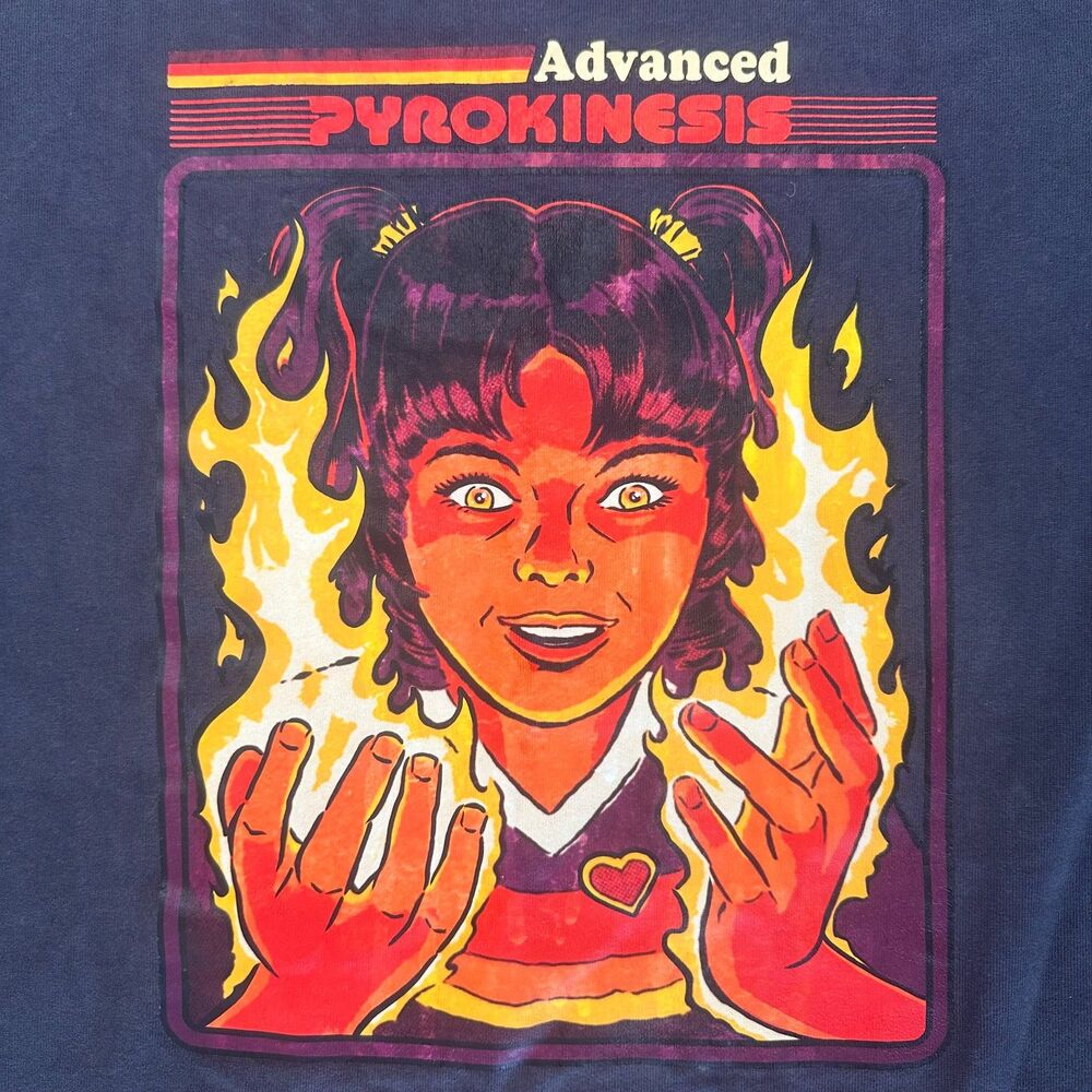 Steven Rhodes Advanced Pyrokinesis Mens Large Crewneck Sweatshirt Black Faded